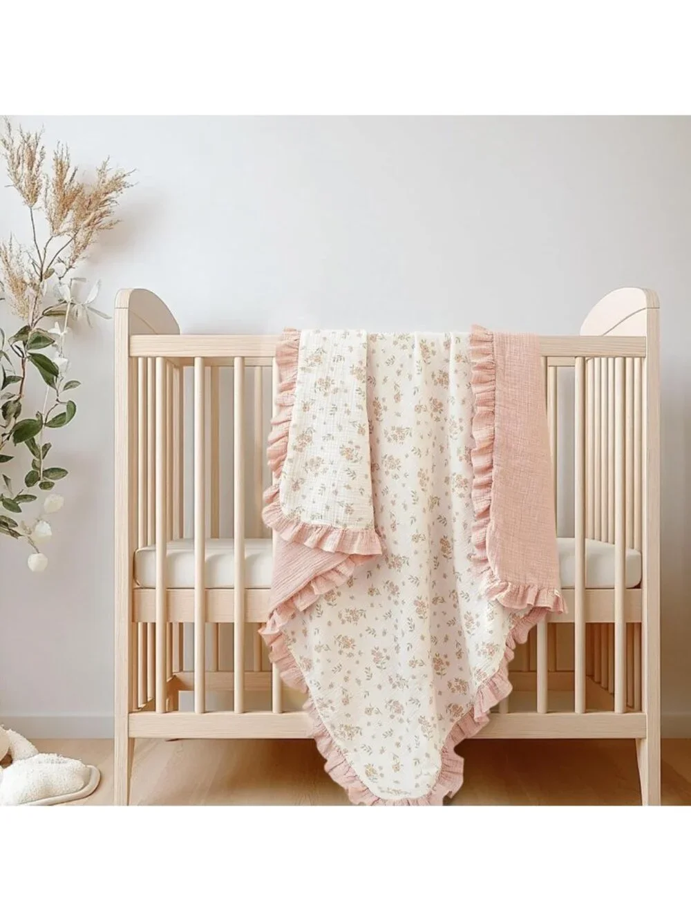 Soft Cotton Muslin Baby Blanket, Reversible Swaddle for Newborns & Toddlers
